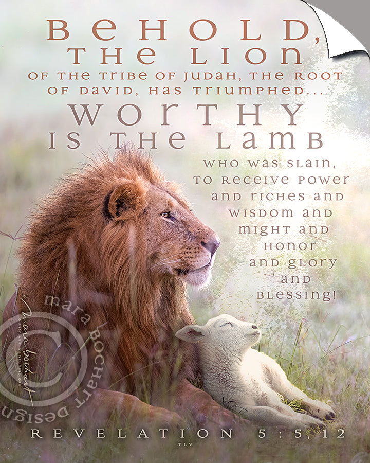 Behold Lion Lamb - Vertical - Peel & Stick