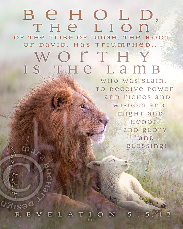 Behold Lion Lamb - Vertical - hanging banner