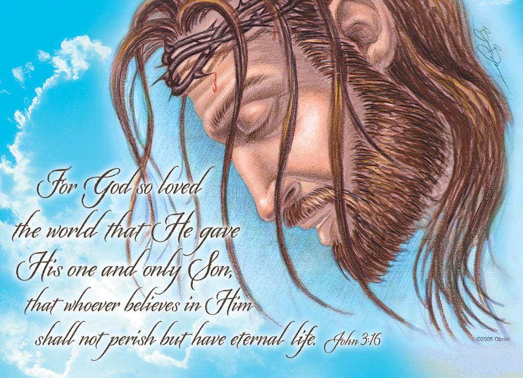 God So Loved - blue - notecard