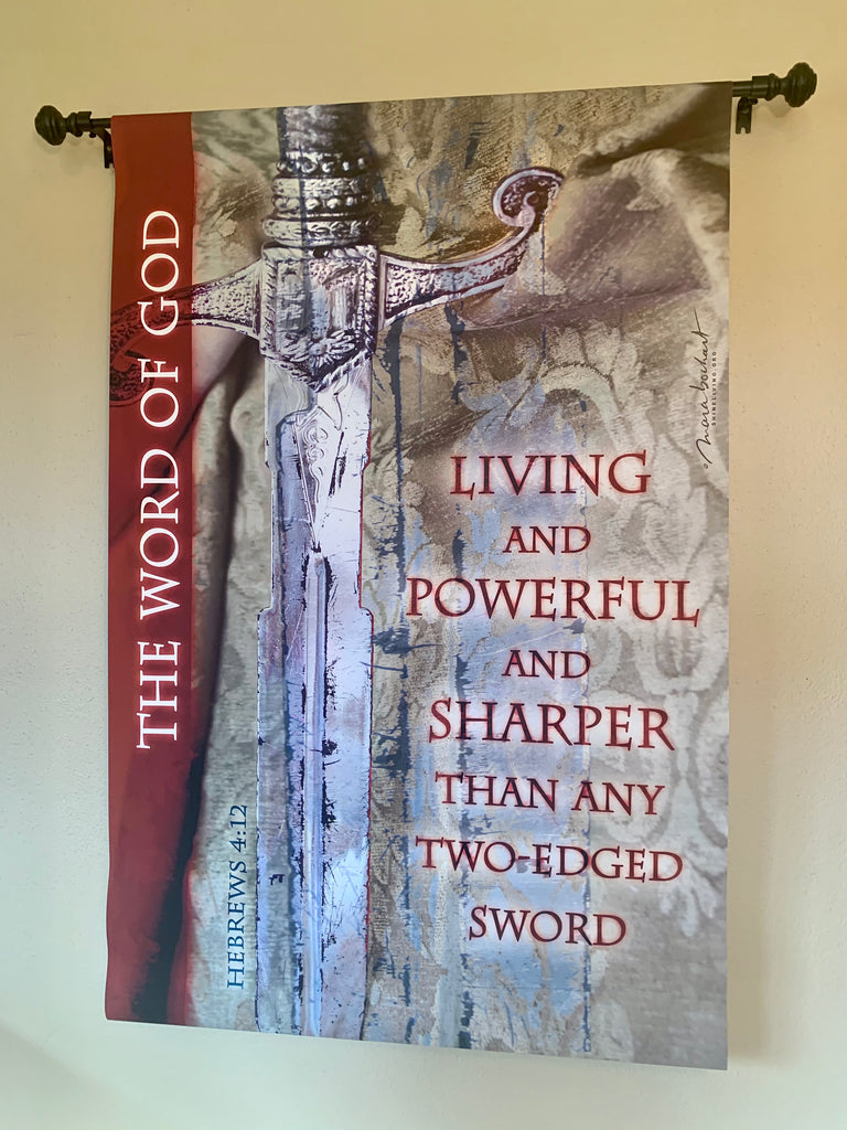 Sharper Than - hanging banner