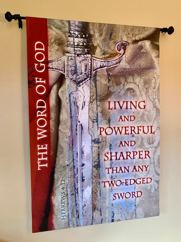Sharper Than - hanging banner
